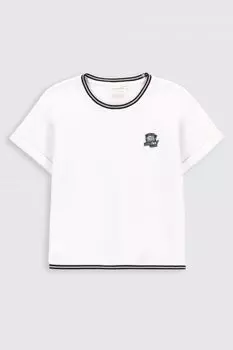 Футболка с короткими рукавами Coccodrillo белый с цветным кантом и аппликацией спереди