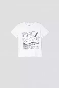 Футболка с короткими рукавами Coccodrillo белый с космической тематикой