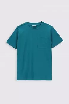 Футболка с короткими рукавами Coccodrillo бирюзовый с нагрудным карманом