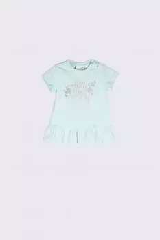 Футболка с короткими рукавами Coccodrillo голубой с принтом и оборкой