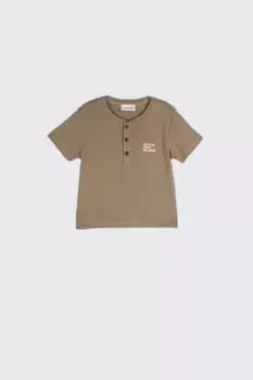 Футболка с короткими рукавами Coccodrillo хаки с пуговицами