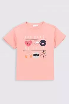 Футболка с короткими рукавами Coccodrillo пудрово-розовый с цветным принтом