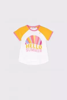 Футболка с короткими рукавами Coccodrillo разноцветный с праздничным принтом