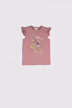 Футболка с короткими рукавами Coccodrillo розовый с рюшами на рукаве
