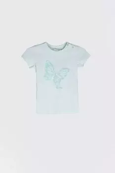 Футболка с короткими рукавами Coccodrillo синий с аппликацией из пайеток