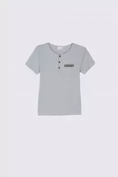 Футболка с короткими рукавами Coccodrillo синяя ребристая ткань