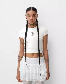 Футболка с короткими рукавами disney bambi Bershka, белый