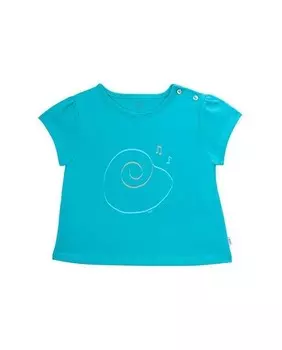 Футболка с короткими рукавами для девочки с принтом ракушки Knot, синий