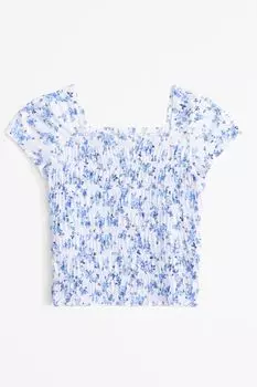 Футболка с короткими рукавами фактурным цветочным узором и квадратным вырезом Abercrombie & Fitch, белый