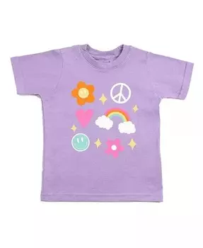 Футболка с короткими рукавами Happy Doodle для маленьких девочек Sweet Wink, фиолетовый