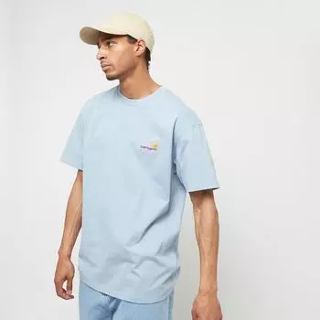 Футболка с короткими рукавами и американским шрифтом Carhartt WIP, цвет frosted blue