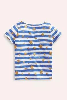 Футболка с короткими рукавами и бретонским узором в полоску Boden, синий