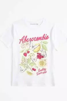 Футболка с короткими рукавами и фруктовым мотивом Abercrombie & Fitch, белый
