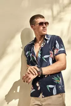 Футболка с короткими рукавами и гавайским принтом Superdry, синий