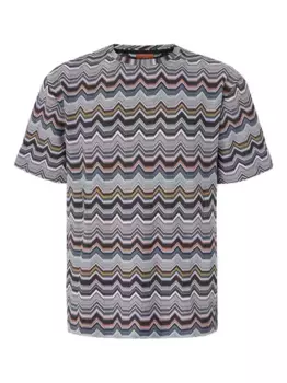 Футболка с короткими рукавами и геометрическим зигзагообразным узором Missoni, серый