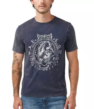 Футболка с короткими рукавами и графическим рисунком Buffalo David Bitton Tabbet, синий