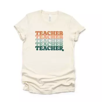 Футболка с короткими рукавами и графическим рисунком Stacked Teacher Simply Sage Market, цвет Cream