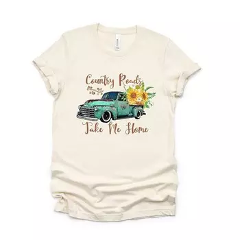 Футболка с короткими рукавами и графическим рисунком Country Roads Truck Simply Sage Market, цвет Cream