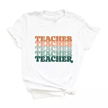 Футболка с короткими рукавами и графическим рисунком Stacked Teacher Simply Sage Market, белый