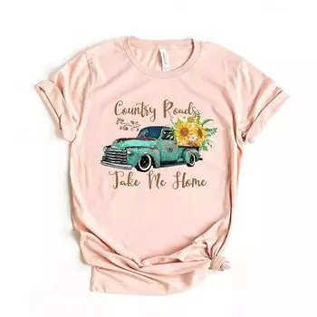 Футболка с короткими рукавами и графическим рисунком Country Roads Truck Simply Sage Market, цвет Blush