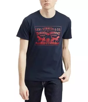 Футболка с короткими рукавами и изображением двух лошадей Levi's, синий