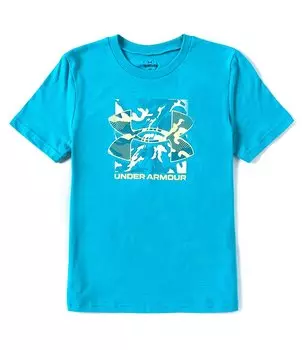 Футболка с короткими рукавами и камуфляжным логотипом Under Armour Big Boys 8–20, синий