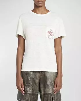 Футболка с короткими рукавами и карманами с вышивкой Journey Golden Goose, цвет Heritage White Dark Red 1