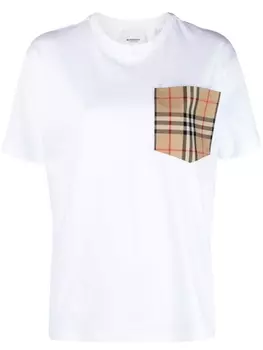 Футболка с короткими рукавами и контрастным карманом Burberry, белый