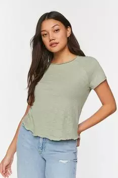 Футболка с короткими рукавами и краем салата Forever 21