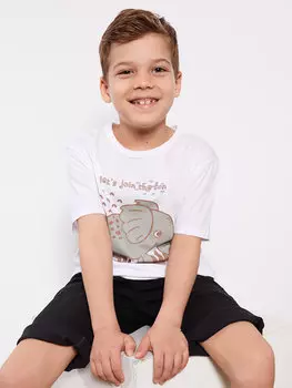 Футболка с короткими рукавами и круглым вырезом для мальчиков LCW Kids, белый