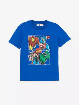 Футболка с короткими рукавами и круглым вырезом с принтом Marvel для мальчиков LCW Kids