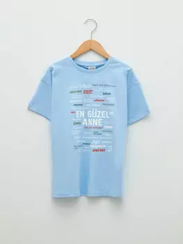 Футболка с короткими рукавами и круглым вырезом для мальчиков LCW Kids, синий