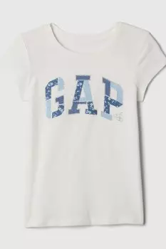 Футболка с короткими рукавами и круглым вырезом, логотипом (4 13 лет) Gap, белый