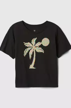 Футболка с короткими рукавами и круглым вырезом (4 13 лет) Gap, черный