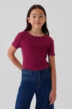 Футболка с короткими рукавами и круглым вырезом (4 13 лет) Gap, красный