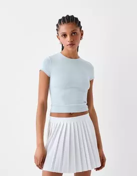 Футболка с короткими рукавами и круглым вырезом Bershka, голубой