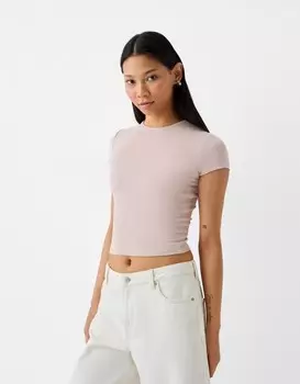 Футболка с короткими рукавами и круглым вырезом Bershka, желтый