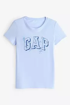 Футболка с короткими рукавами и круглым вырезом с логотипом Gap, синий