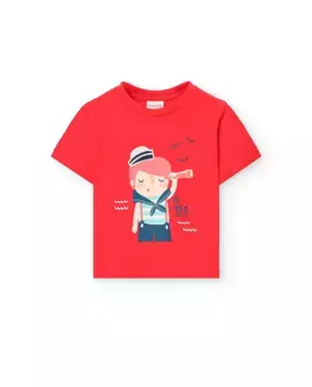 Футболка с короткими рукавами и круглым вырезом для мальчика Boboli, красный