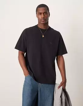 Футболка с короткими рукавами и логотипом Abercrombie & Fitch премиум-класса черного цвета