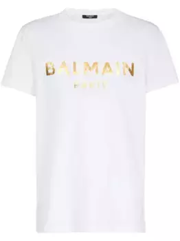 Футболка с короткими рукавами и логотипом BALMAIN, белый