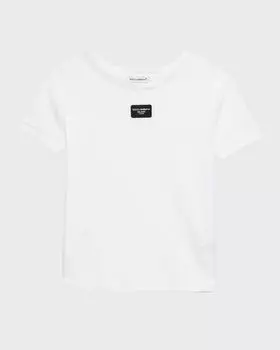 Футболка с короткими рукавами и логотипом для девочек Dolce&Gabbana, цвет White