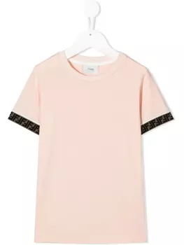 Футболка с короткими рукавами и логотипом Fendi Kids, розовый