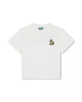 Футболка с короткими рукавами и логотипом на спине Kenzo Kids, белый