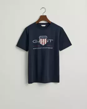 Футболка с короткими рукавами и логотипом спереди Gant, синий