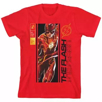 Футболка с короткими рукавами и логотипом The Flash Movie для мальчиков 8–20 лет Licensed Character