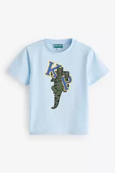 Футболка с короткими рукавами и логотипом университета с принтом под крокодила Kenzo Kids, синий