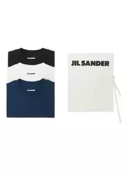 Футболка с короткими рукавами и логотипом (упаковка из трех штук) JIL SANDER, синий