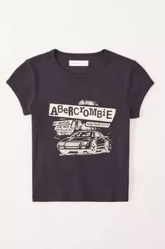 Футболка с короткими рукавами и логотипом Western Abercrombie & Fitch, черный