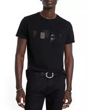 Футболка с короткими рукавами и надписью «Peace» John Varvatos, черный